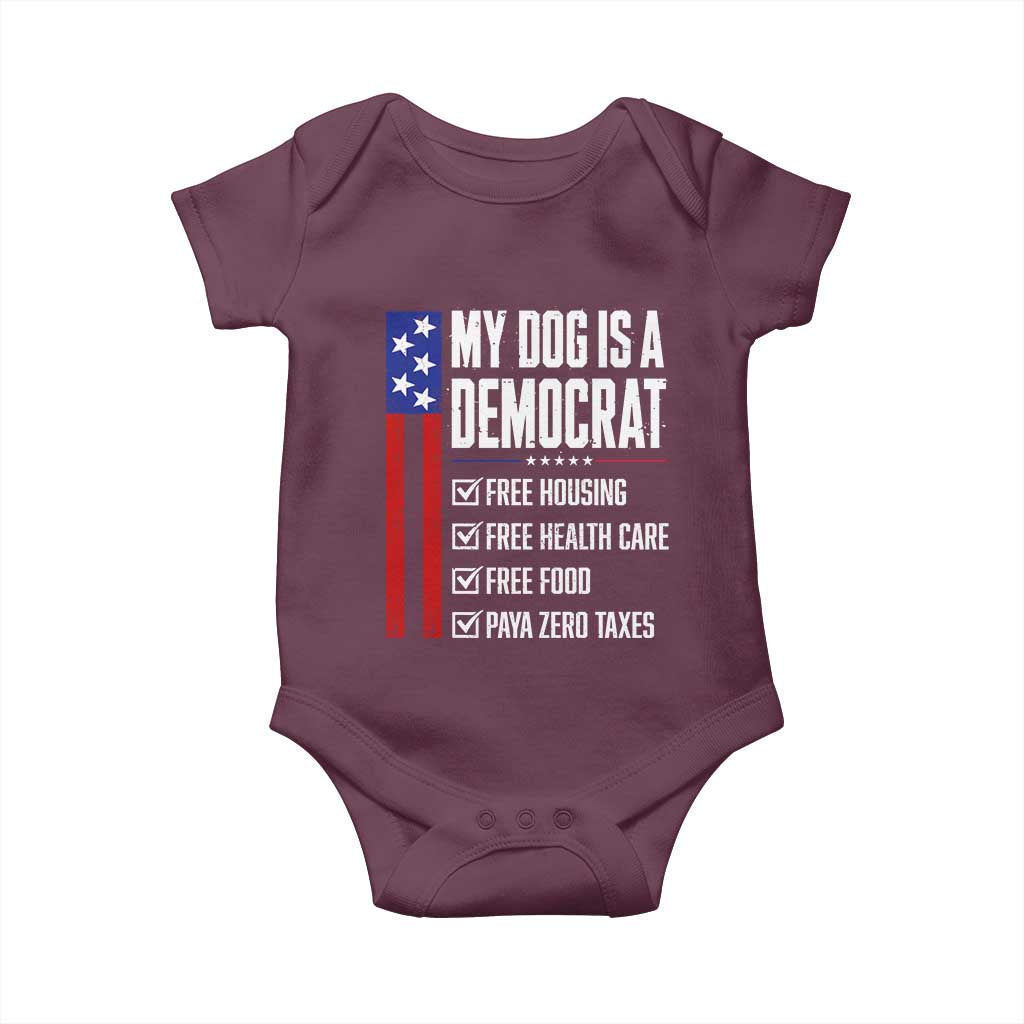 My Dog Is A Democrat Funny Political Satire Baby Onesie Patriotic Dog Lover Graphic Subtle FDT Humor