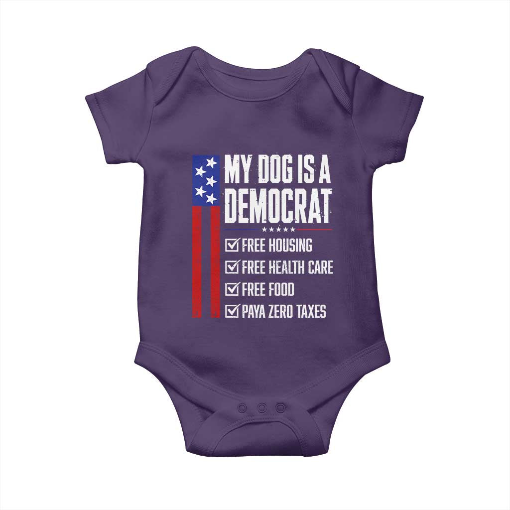 My Dog Is A Democrat Funny Political Satire Baby Onesie Patriotic Dog Lover Graphic Subtle FDT Humor