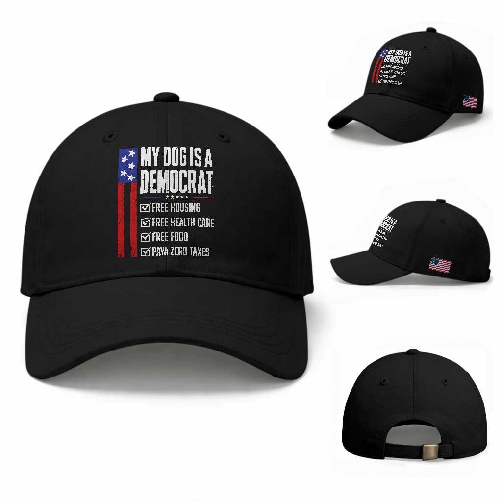 My Dog Is A Democrat Funny Political Satire Baseball Cap Patriotic Dog Lover Graphic Subtle FDT Humor