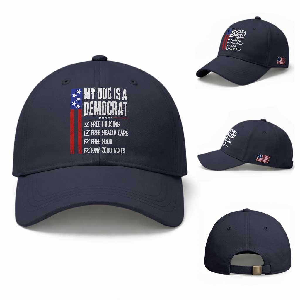 My Dog Is A Democrat Funny Political Satire Baseball Cap Patriotic Dog Lover Graphic Subtle FDT Humor