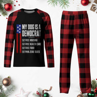 My Dog Is A Democrat Funny Political Satire Plaid Pajama Set Patriotic Dog Lover Graphic Subtle FDT Humor