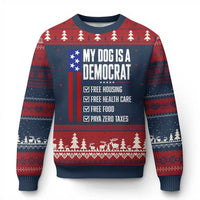 My Dog Is A Democrat Funny Political Satire Ugly Christmas Sweater Patriotic Dog Lover Graphic Subtle FDT Humor