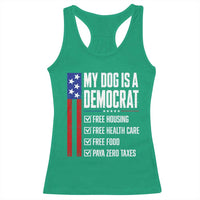 My Dog Is A Democrat Funny Political Satire Racerback Tank Top Patriotic Dog Lover Graphic Subtle FDT Humor