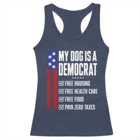 My Dog Is A Democrat Funny Political Satire Racerback Tank Top Patriotic Dog Lover Graphic Subtle FDT Humor