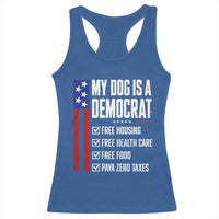 My Dog Is A Democrat Funny Political Satire Racerback Tank Top Patriotic Dog Lover Graphic Subtle FDT Humor