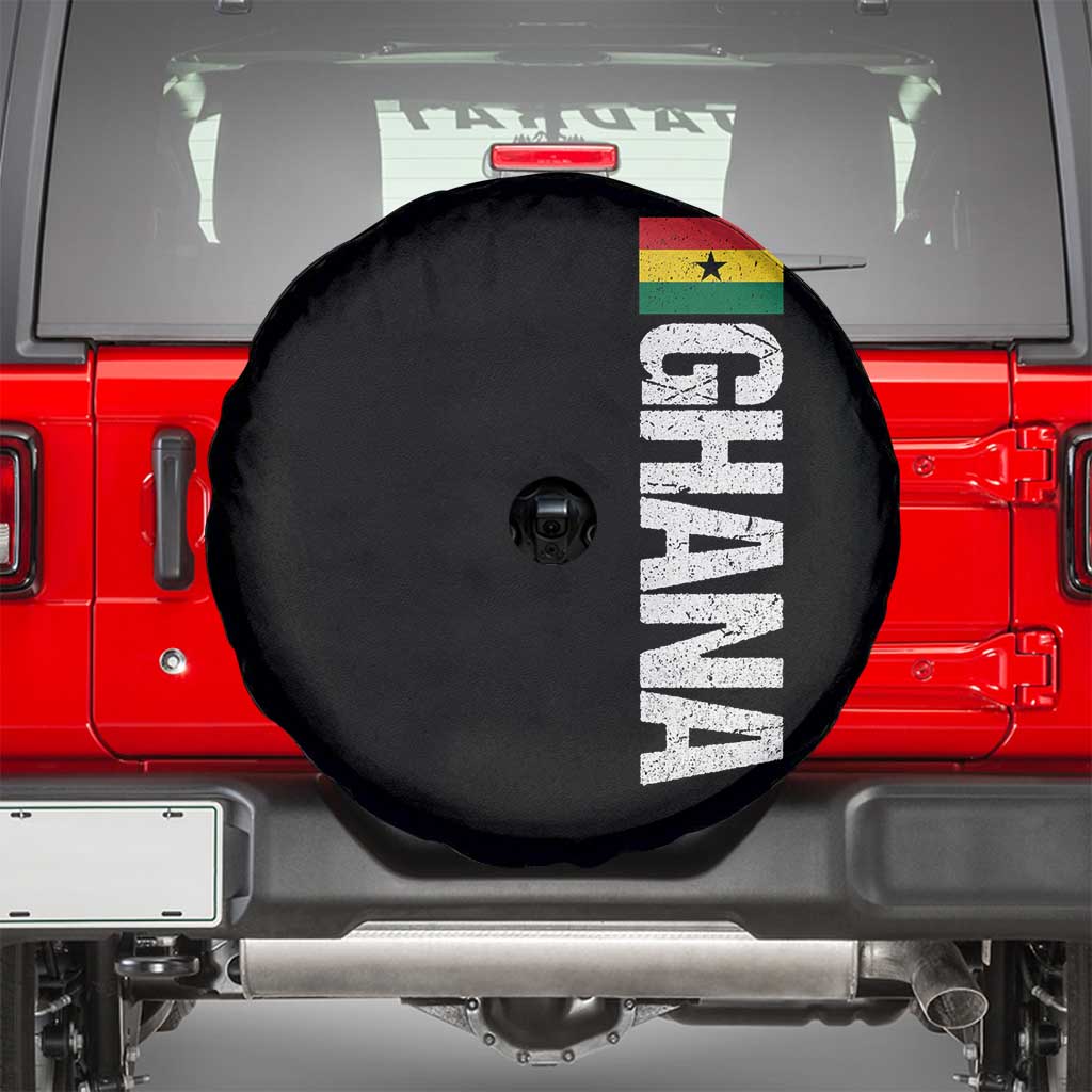 Distressed Ghana Flag Spare Tire Cover Vintage Ghanese Flag Africa Ghanaian Heritage