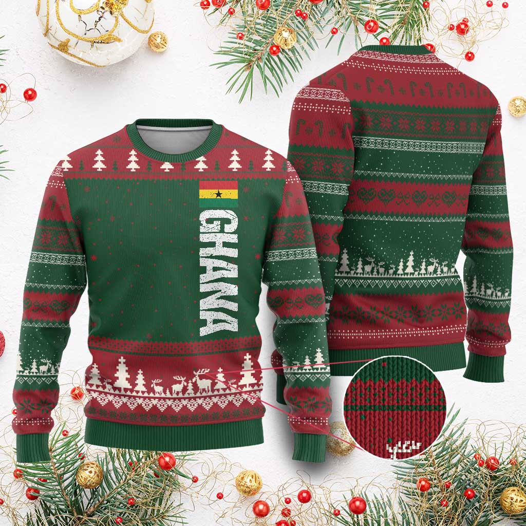 Distressed Ghana Flag Ugly Christmas Sweater Vintage Ghanese Flag Africa Ghanaian Heritage