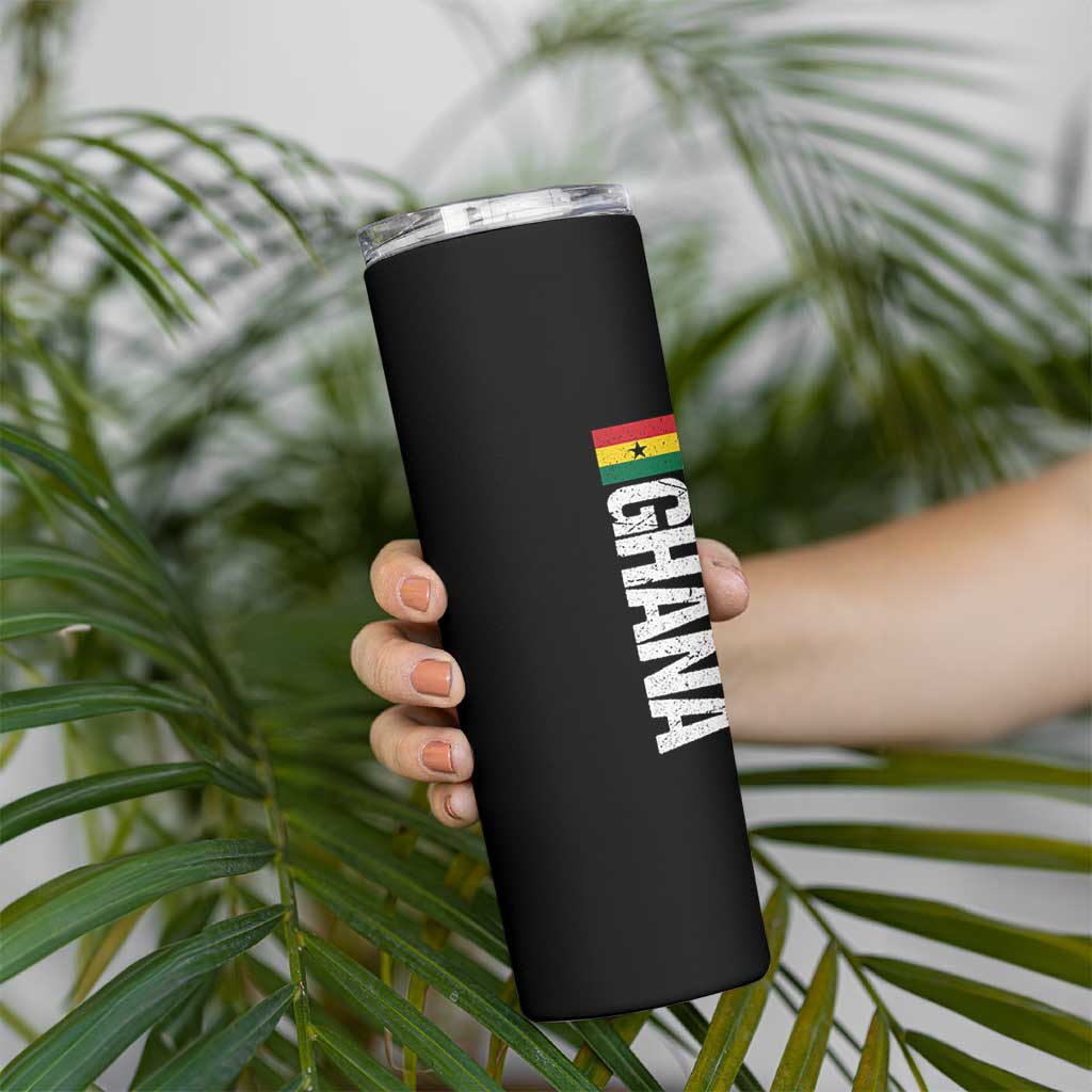 Distressed Ghana Flag Skinny Tumbler Vintage Ghanese Flag Africa Ghanaian Heritage