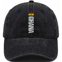 Distressed Ghana Flag Washed Cotton Baseball Cap Vintage Ghanese Flag Africa Ghanaian Heritage