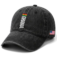 Distressed Ghana Flag Washed Cotton Baseball Cap Vintage Ghanese Flag Africa Ghanaian Heritage