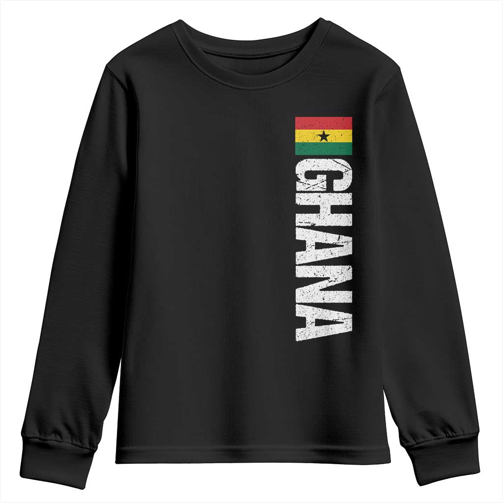 Distressed Ghana Flag Youth Sweatshirt Vintage Ghanese Flag Africa Ghanaian Heritage