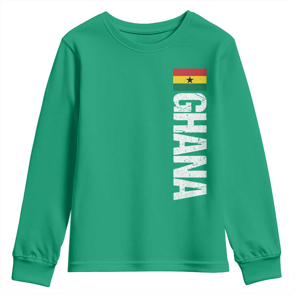 Distressed Ghana Flag Youth Sweatshirt Vintage Ghanese Flag Africa Ghanaian Heritage