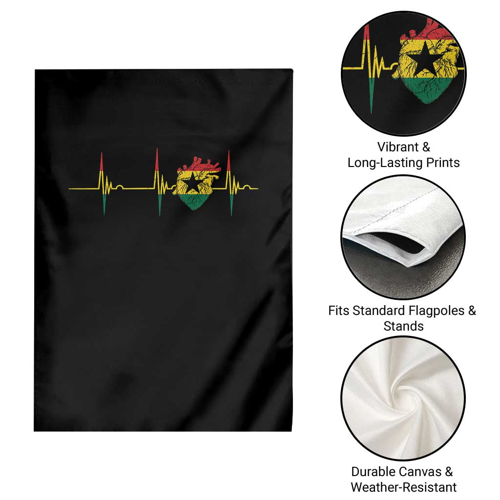Heart Ghana Flag Garden Flag Heartbeat EKG Pulse Proud Ghanaian