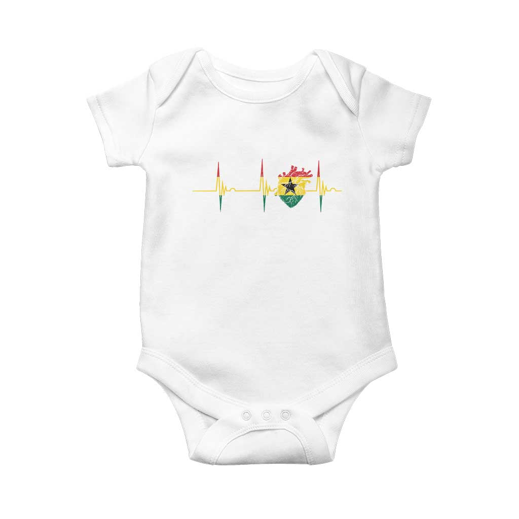 Heart Ghana Flag Baby Onesie Heartbeat EKG Pulse Proud Ghanaian
