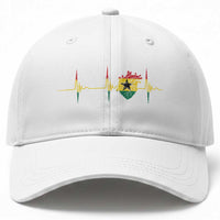 Heart Ghana Flag Baseball Cap Heartbeat EKG Pulse Proud Ghanaian