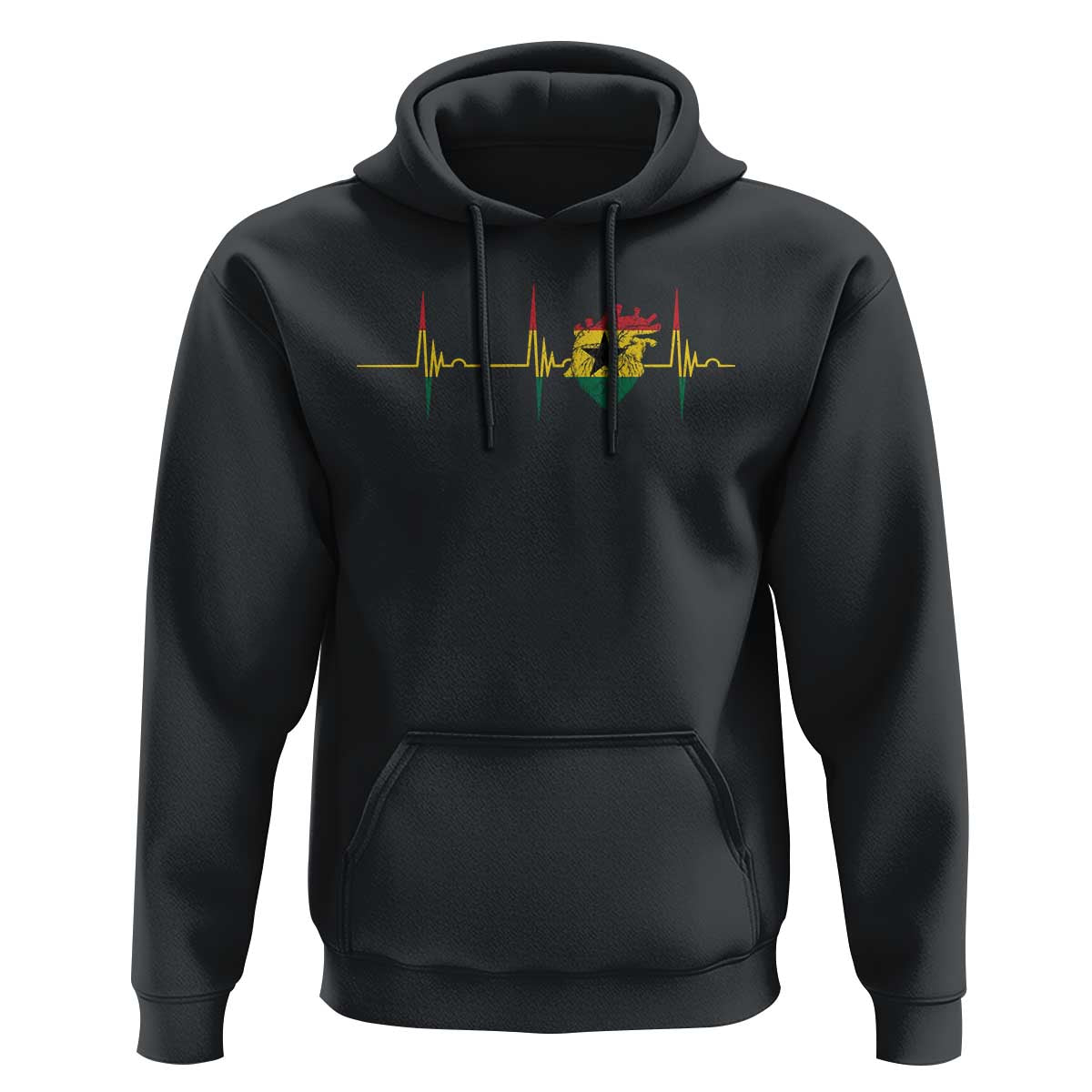 Heart Ghana Flag Hoodie Heartbeat EKG Pulse Proud Ghanaian