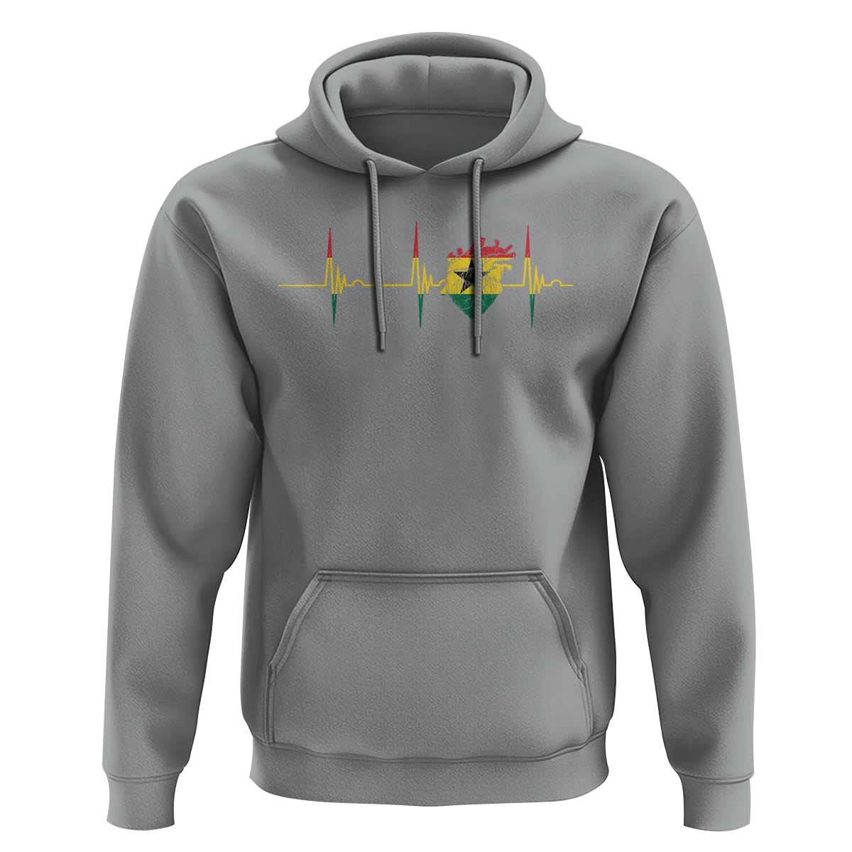 Heart Ghana Flag Hoodie Heartbeat EKG Pulse Proud Ghanaian