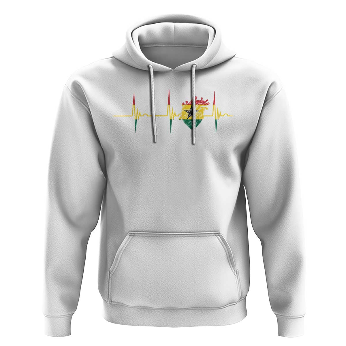 Heart Ghana Flag Hoodie Heartbeat EKG Pulse Proud Ghanaian