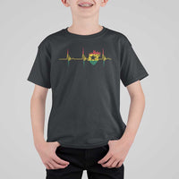 Heart Ghana Flag T Shirt For Kid Heartbeat EKG Pulse Proud Ghanaian