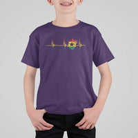 Heart Ghana Flag T Shirt For Kid Heartbeat EKG Pulse Proud Ghanaian