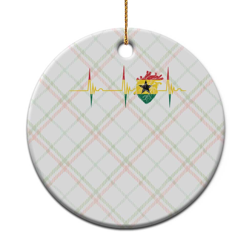 Heart Ghana Flag Ceramic Ornament Heartbeat EKG Pulse Proud Ghanaian