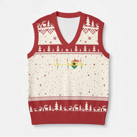 Heart Ghana Flag V-Neck Knit Sweater Vest Heartbeat EKG Pulse Proud Ghanaian