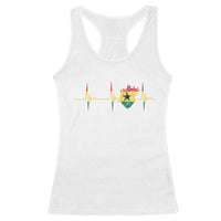 Heart Ghana Flag Racerback Tank Top Heartbeat EKG Pulse Proud Ghanaian
