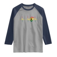 Heart Ghana Flag Raglan Shirt Heartbeat EKG Pulse Proud Ghanaian