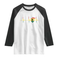 Heart Ghana Flag Raglan Shirt Heartbeat EKG Pulse Proud Ghanaian