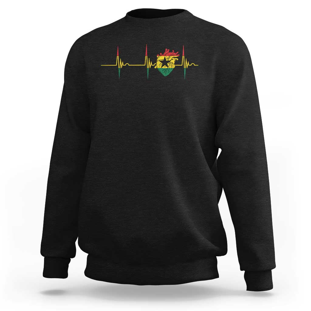 Heart Ghana Flag Sweatshirt Heartbeat EKG Pulse Proud Ghanaian
