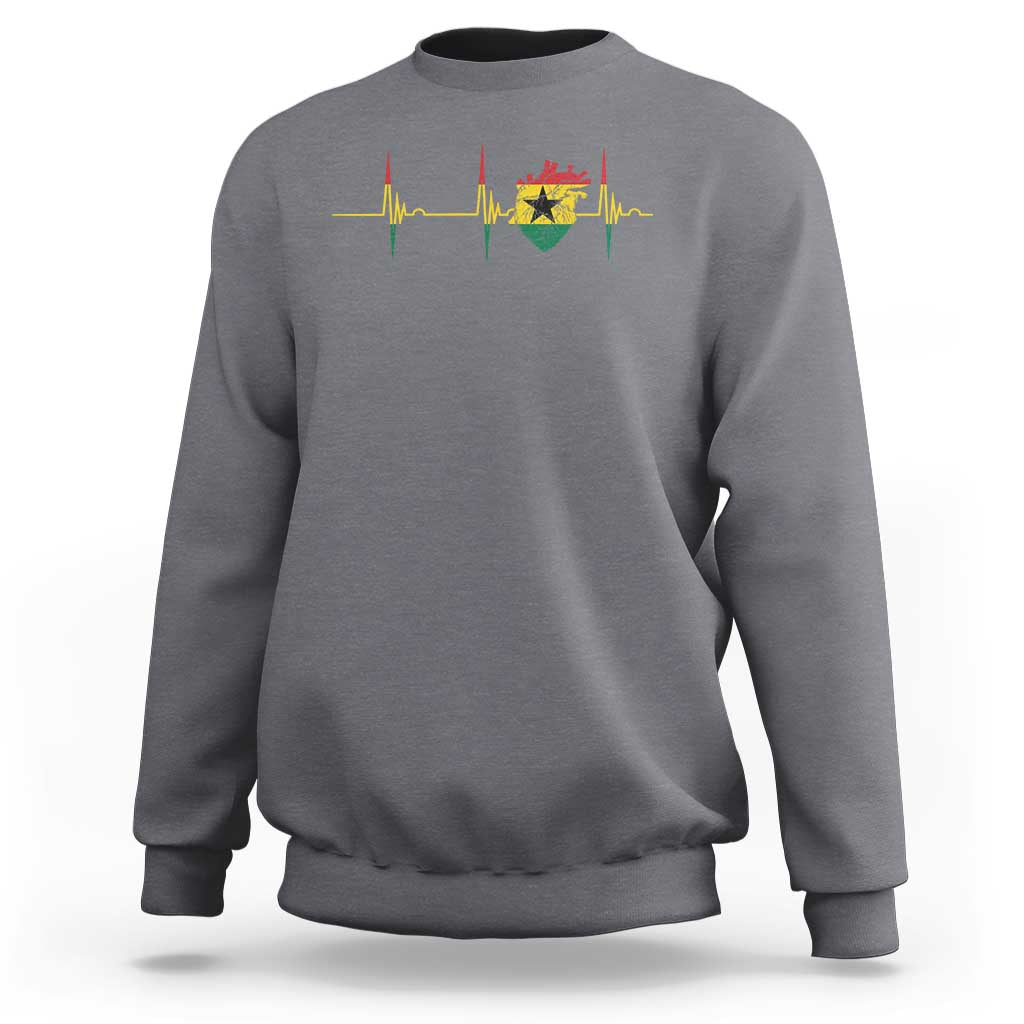 Heart Ghana Flag Sweatshirt Heartbeat EKG Pulse Proud Ghanaian
