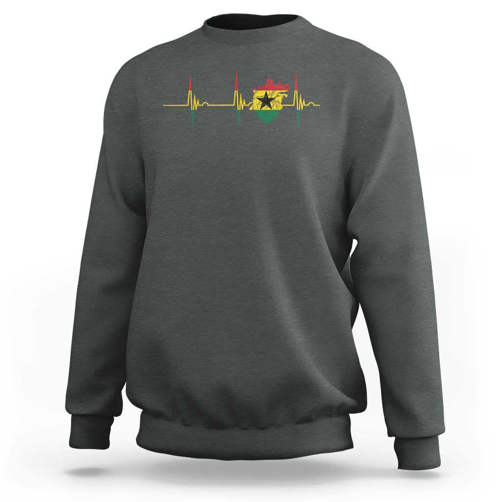 Heart Ghana Flag Sweatshirt Heartbeat EKG Pulse Proud Ghanaian