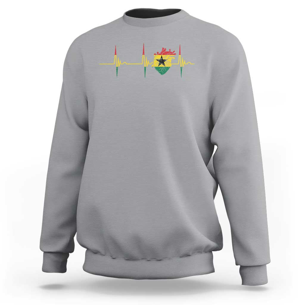 Heart Ghana Flag Sweatshirt Heartbeat EKG Pulse Proud Ghanaian