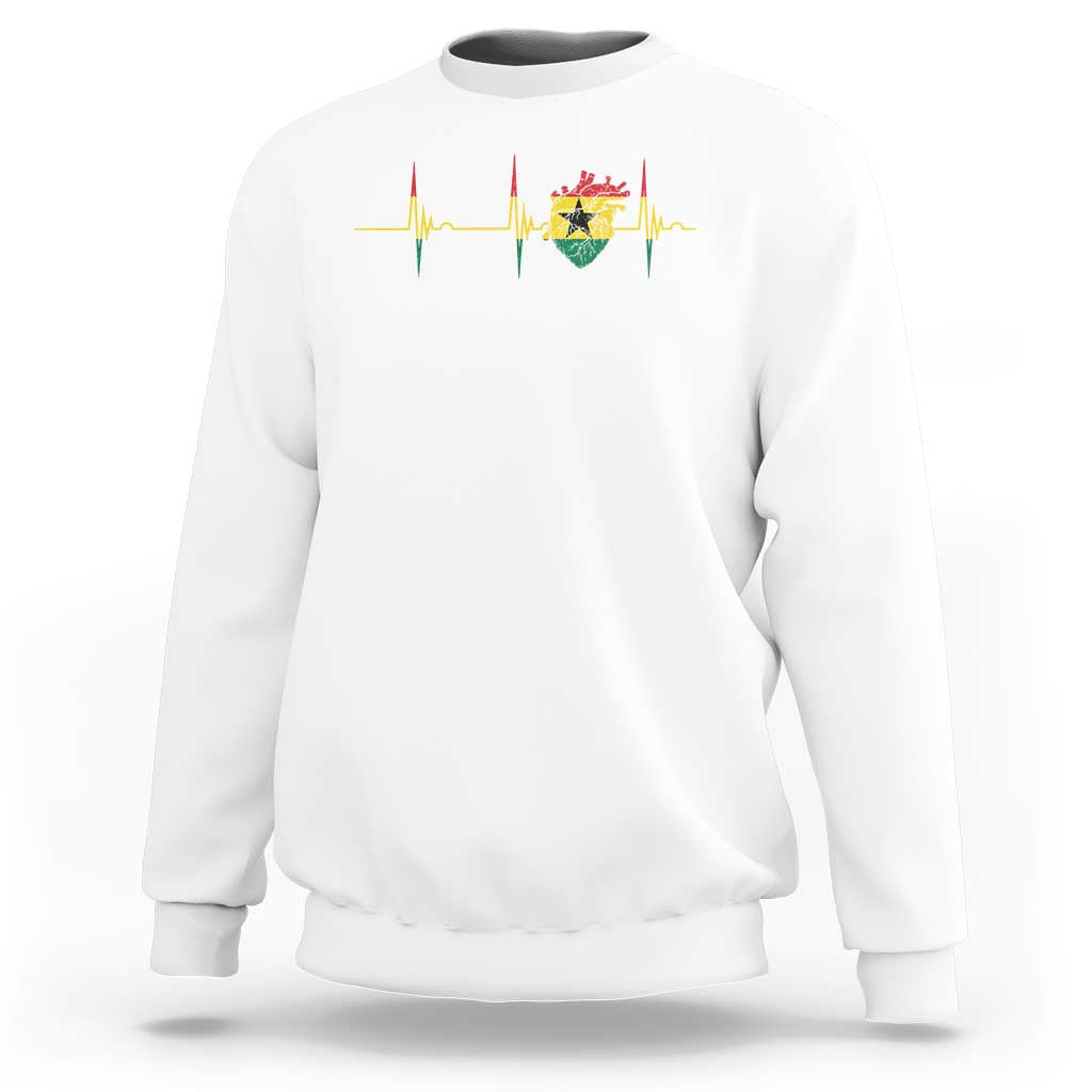 Heart Ghana Flag Sweatshirt Heartbeat EKG Pulse Proud Ghanaian