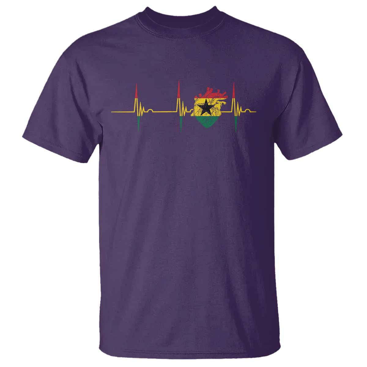 Heart Ghana Flag T Shirt Heartbeat EKG Pulse Proud Ghanaian