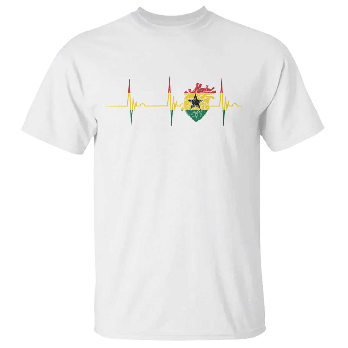 Heart Ghana Flag T Shirt Heartbeat EKG Pulse Proud Ghanaian