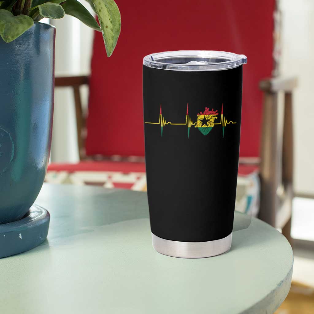 Heart Ghana Flag Tumbler Cup Heartbeat EKG Pulse Proud Ghanaian