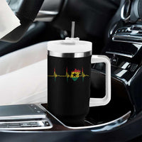 Heart Ghana Flag Tumbler With Handle Heartbeat EKG Pulse Proud Ghanaian