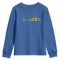 Heart Ghana Flag Youth Sweatshirt Heartbeat EKG Pulse Proud Ghanaian