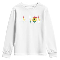Heart Ghana Flag Youth Sweatshirt Heartbeat EKG Pulse Proud Ghanaian