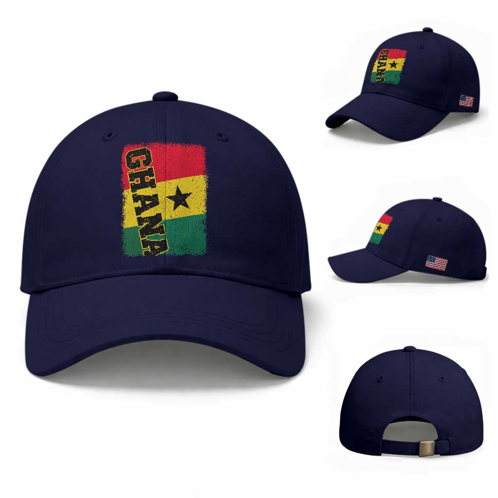 Vintage Distressed Ghana Flag Baseball Cap Ghanaian Heritage Africa Ghanese Roots