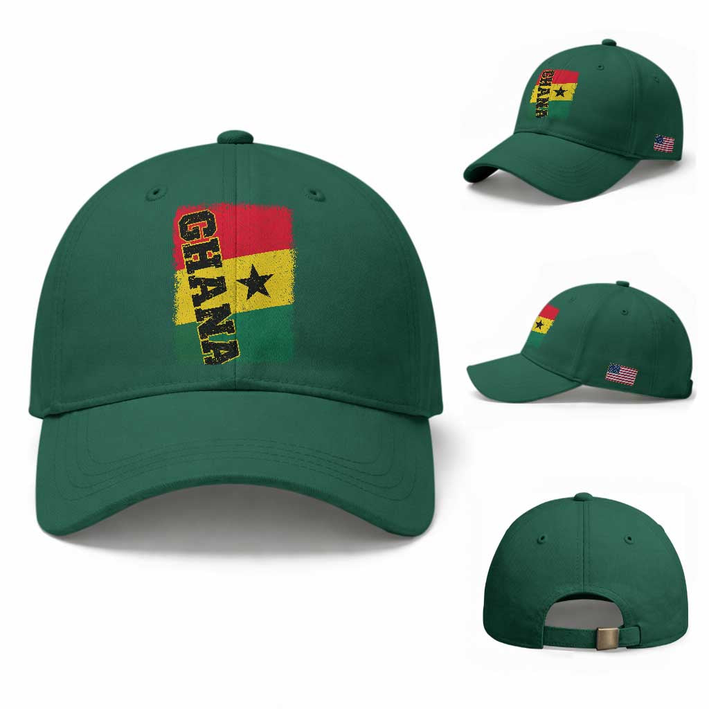 Vintage Distressed Ghana Flag Baseball Cap Ghanaian Heritage Africa Ghanese Roots