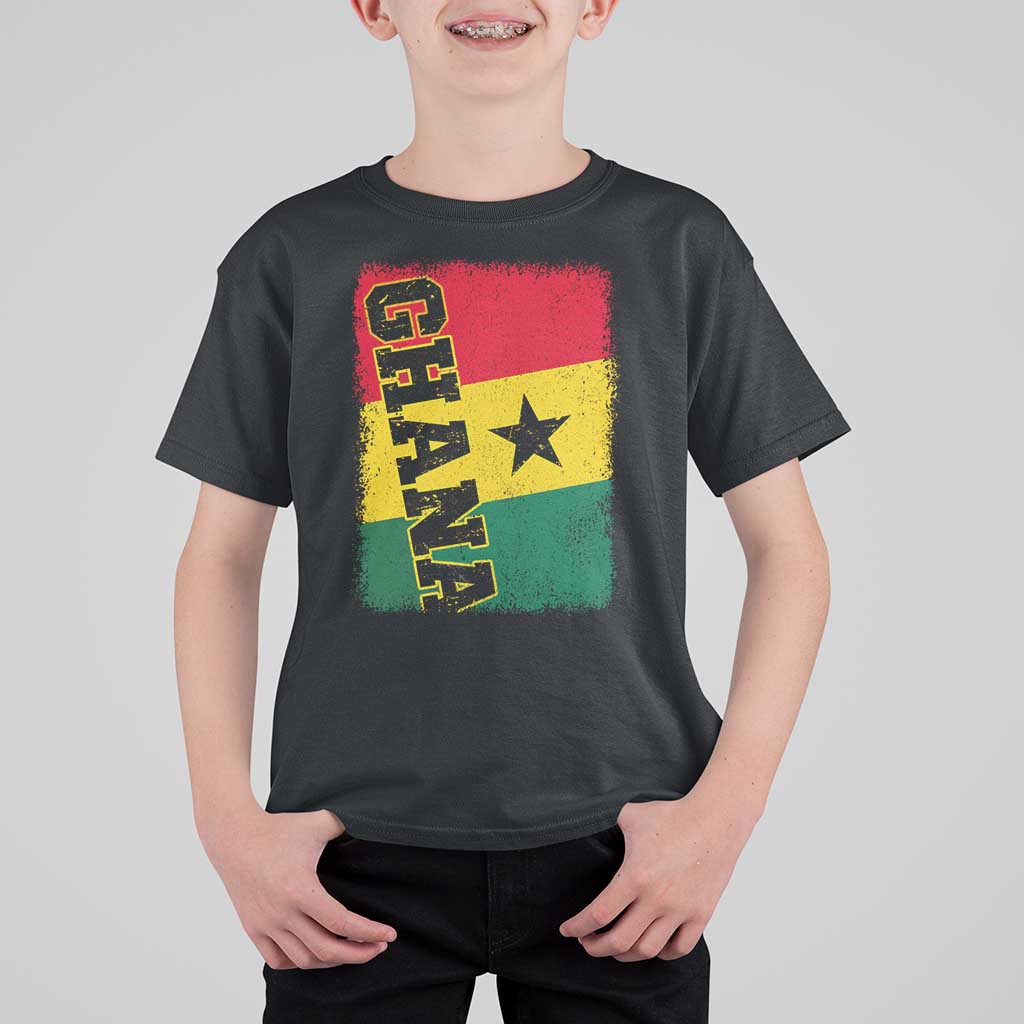 Vintage Distressed Ghana Flag T Shirt For Kid Ghanaian Heritage Africa Ghanese Roots