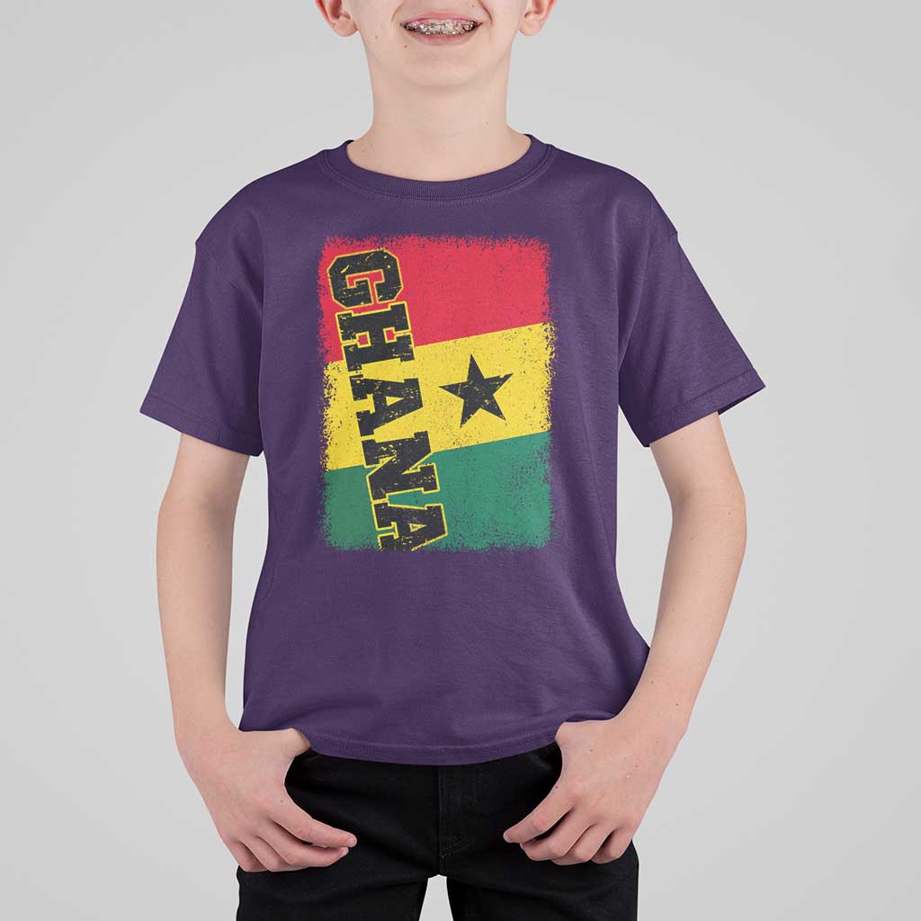 Vintage Distressed Ghana Flag T Shirt For Kid Ghanaian Heritage Africa Ghanese Roots