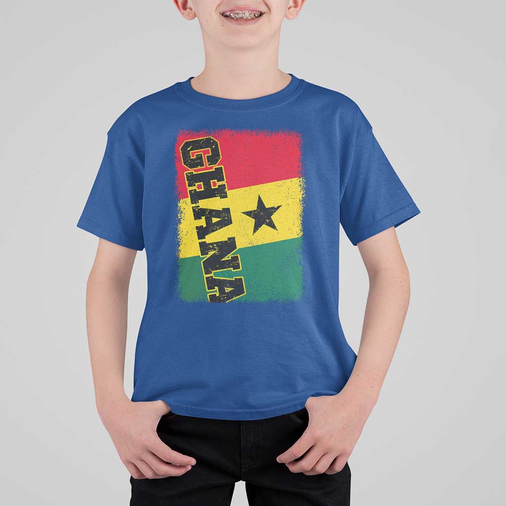 Vintage Distressed Ghana Flag T Shirt For Kid Ghanaian Heritage Africa Ghanese Roots