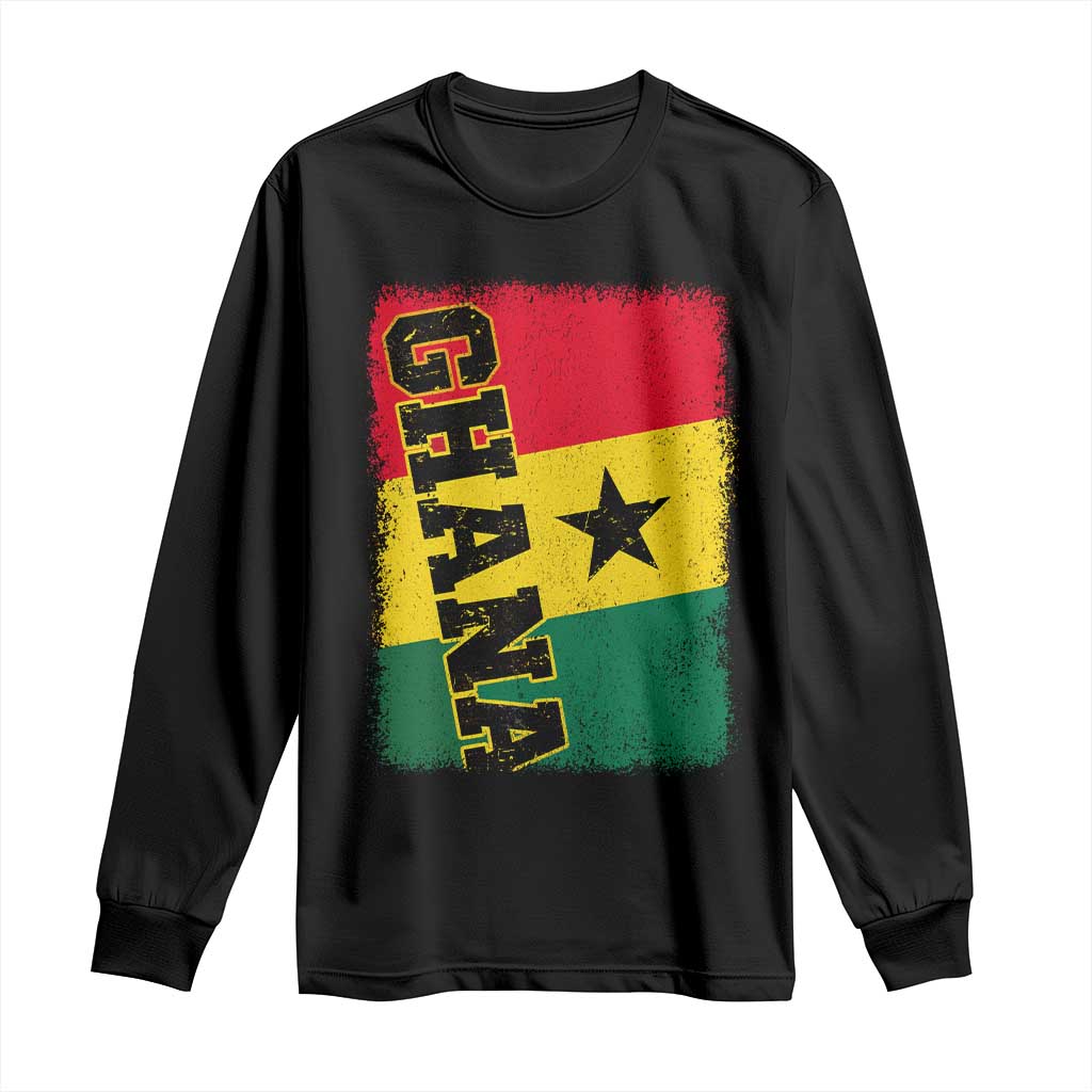 Vintage Distressed Ghana Flag Long Sleeve Shirt Ghanaian Heritage Africa Ghanese Roots