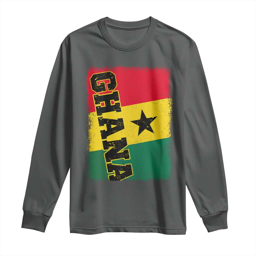 Vintage Distressed Ghana Flag Long Sleeve Shirt Ghanaian Heritage Africa Ghanese Roots
