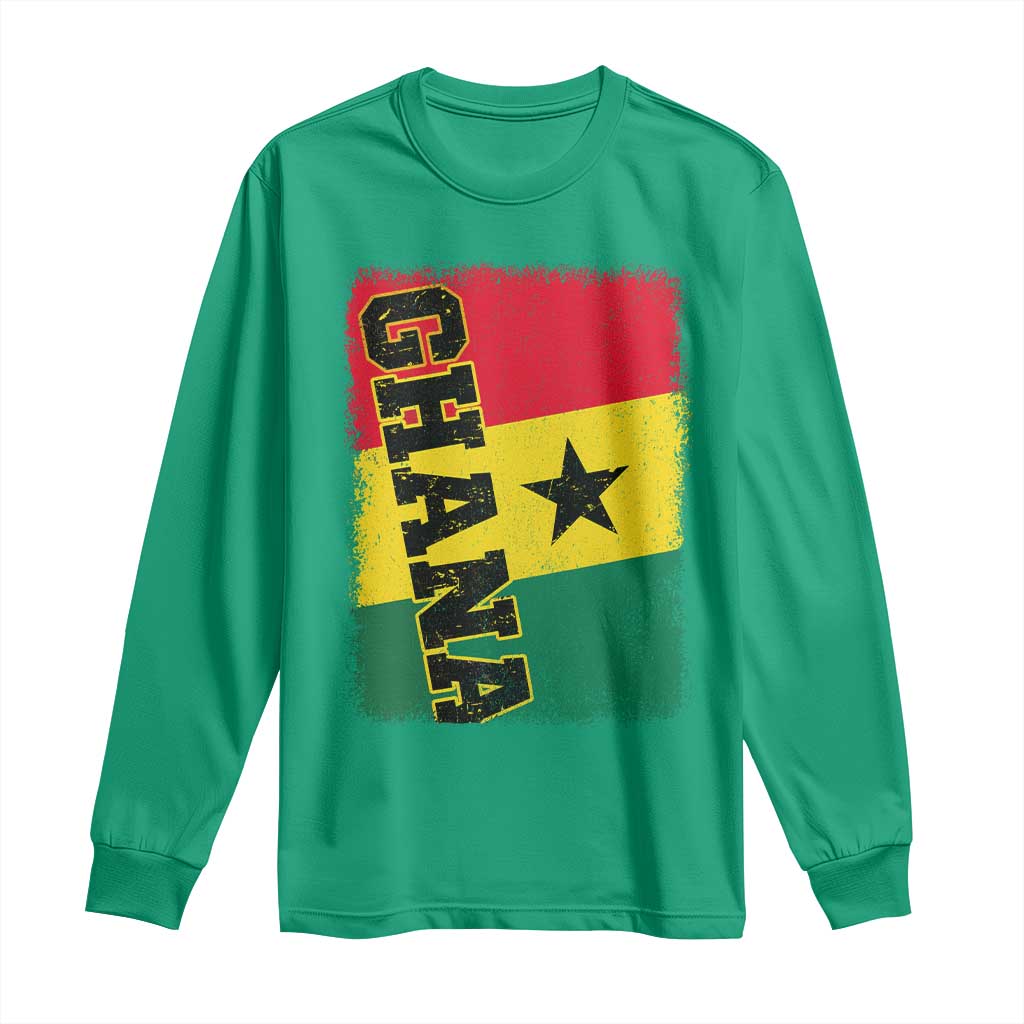 Vintage Distressed Ghana Flag Long Sleeve Shirt Ghanaian Heritage Africa Ghanese Roots