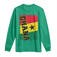 Vintage Distressed Ghana Flag Long Sleeve Shirt Ghanaian Heritage Africa Ghanese Roots