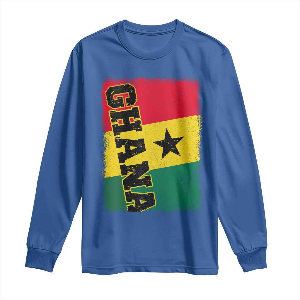 Vintage Distressed Ghana Flag Long Sleeve Shirt Ghanaian Heritage Africa Ghanese Roots